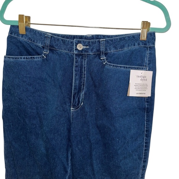 Liz Claiborne vintage retro indigo dye striped lightweight corduroy jeans 10 nwt - Picture 2 of 5